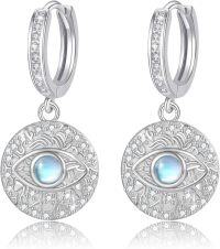 wholesale 925 Sterling Silver Moonstone Evil Eye Huggie Hoop Earrings for Women - Hypoallergenic  Idea-Drop