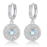 wholesale 925 Sterling Silver Evil Eye Earrings Moonstone Charm Dangle-Drop