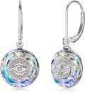 wholesale Sterling Silver Crystal Evil Eye Leverback Earrings for Women-0-5