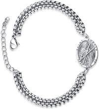 wholesale 925 Sterling Silver Saint Andrew Medal Charm Bracelet with Box Chain for Men Women (Adjustable Length: 6-8 inches)-Saint Andrew