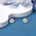 wholesale 14K Gold Citrine White Enamel Flower Stud Earrings-0-2
