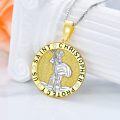 wholesale TOUPOP Saint Christopher Necklace For Women Men St Patricks Day Necklace Sterling Silver Saint Christopher Protect Us Round Medallion Religious Pendant Necklace Jewelry Gifts -0-4