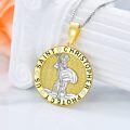 TOUPOP Sterling Silver Saint Christopher Protect Us Round Medallion Religious Pendant Necklace-0-4