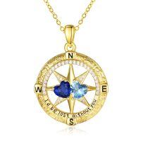 wholesale 925 Sterling Silver Compass Pendant with Birthstones for Women-09-12-Sept-Dec
