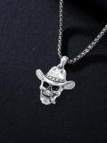 wholesale 925 Sterling Silver Cowgirl Skull Cigar Pendant Necklace  for Women Men -0-1