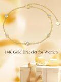 wholesale 14K Gold Bezel Set Round Moissanite Chain Bracelet for Women 7 - VVS1 Clarity D Color Diamond Alternative-0-2