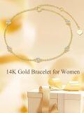 wholesale 14K Gold Bezel Set Round Moissanite Chain Bracelet for Women 7 - VVS1 Clarity D Color Diamond Alternative-0-2
