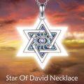 wholesale 925 Sterling Silver Star of David Evil Eye Amulet Pendant Necklace for Women Men Jewish Protection Talisman Charm Gift 45cm Chain Length-0-4