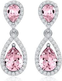 wholesale Sterling Silver Moissanite Birthstone Dangle Earrings for Women-10-October