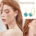 wholesale 14K Gold & Turquoise Dangling Earrings, Minimalist Elegant Gift for Women-0-3