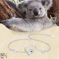 wholesale S925 Sterling Silver Koala Heart Charm Bracelet for Girls Women Teens Wife Girlfriend Christmas Birthday Gift-0-5