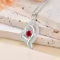 TOUPOP Sterling Silver Garnet Double Heart Pendant Necklace-0-3