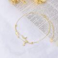 wholesale 14K Gold Star & Moon Charm Ankle Anklet with Tassels - 8+2 Inches-0-4