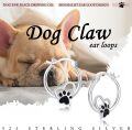 wholesale 925 Sterling Silver Hoop Earrings with Black Enamel Paw Prints and Moon Hearts - Adorable Animal Lover Gift for Her-0-5