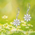 wholesale 925 Sterling Silver Yellow Crystal Daisy Flower Drop Earrings for Women-0-1