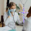 wholesale 925 Sterling Silver Cross with Stethoscope and Blue Crystal Pendant Necklace for Nurses-0-12