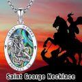 wholesale 925 Sterling Silver Saint George Protect Us Pendant with Abalone Shell and Crosses Necklace -0-4