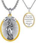 wholesale 925 Sterling Silver St Joseph Pendant Necklace with Bible Verse Gift for Men Boys Fathers Day-0-0