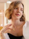 TOUPOP 14K Gold & Stone Cat Moon Pendant Necklace Gift for Women-0-4