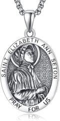 wholesale 925 Sterling Silver St Elizabeth Ann Seton Medal Necklace for Women Girls Catholic-0-0