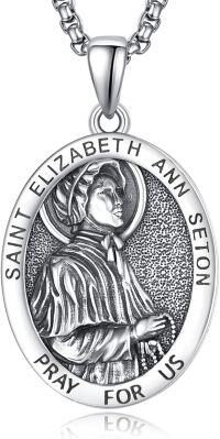 wholesale 925 Sterling Silver St Elizabeth Ann Seton Medal Necklace for Women Girls Catholic-Saint Elizabeth Ann Seton