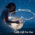 wholesale 925 Sterling Silver Fairy Moon Charm Anklet with Beads and Flower Design for Women-0-3