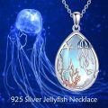wholesale 925 Sterling Silver Blue Moonstone Jellyfish Pendant Necklace for Women-0-2