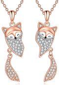wholesale 925 Sterling Silver Rose Gold Plated Crystal Fox Pendant Necklace for Women Girls Friendship Gifts-0-0