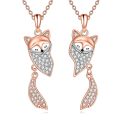 wholesale 925 Sterling Silver Fox Pendant Necklace Wholesale With Clear Cz Stones-0-0