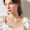 wholesale 925 Sterling Silver Heart Cross Pendant With Red Gemstone Necklace Set-0-1