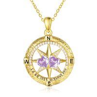 wholesale 925 Sterling Silver Compass Pendant with Birthstones for Women-06-06-Jun-Jun