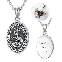 wholesale 925 Sterling Silver Oval Locket Bracelet Wholesale With Floral Engraving And Chain Clasp-07-July-Lotus-p-07-July-Lotus-text-3.photo&text customized-07-July-Lotus-1.no custom-2.text customized