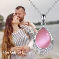wholesale Sterling Silver Moonstone Cubic Zirconia Teardrop Pendant Necklace-0-48