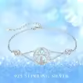 wholesale 925 Sterling Silver Moonstone Wolf Adjustable Howling Bracelet Wholesale for Women-0-6