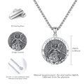 wholesale Copper Oxidized Saint Michael Archangel Round Medal Pendant Necklace-0-4