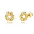 wholesale 14k Gold Textured Love Knot Stud Earrings For Women-0-0