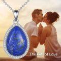 wholesale 925 Sterling Silver Lapis Lazuli Teardrop Pendant Necklace 18 Chain Elegant Gift for Women-0-1