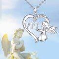 wholesale 925 Sterling Silver Heart Angel 777 Crystal Pendant Necklace-0-5