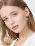 wholesale Gold 925 Sterling Silver Emerald & Cubic Zirconia Leverback Drop Earrings for Women-0-1