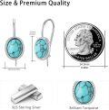 wholesale 925 Sterling Silver Natural Turquoise Oval Leverback Drop Dangle Earrings for Women-0-1