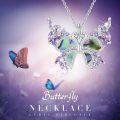 wholesale 925 Sterling Silver Abalone Shell Purple Crystal Butterfly Pendant Necklace for Women-0-3