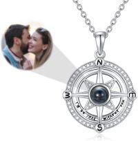 wholesale 925 Sterling Silver Compass Pendant I'd Be Lost Without You Necklace for Women - Traveler's Gift-100 Languages Love-Customize Photo