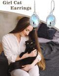 wholesale 925 Sterling Silver Moonstone Fairy and Cat Drop Earrings Fantasy s for Women-0-5