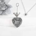 wholesale 925 Sterling Silver Heart-shaped Rose Flower Urn Keepsake Pendant Necklace with Funnel and Fill Tool for Ashes s for Women (Silver)-0-3