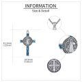 wholesale 925 Sterling Silver Abalone Shell Cross Pendant Necklace with Rose Crucifix and Saint Benedict Design-0-2