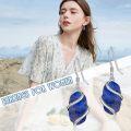 wholesale 925 Sterling Silver Lapis Lazuli Dangle Earrings Gemstone Fine Jewelry Birthday Christmas Gifts for Women Her-0-2