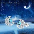 wholesale 925 Sterling Silver Turquoise Moon & Stars Stud Earrings Celestial s for Women Girls-0-5