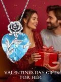 wholesale 925 Sterling Silver Crystal Rose Flower Heart Pendant Necklace-0-1