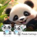 wholesale 925 Sterling Silver Panda Heart Moonstone Stud Earrings for Women Gift-0-2