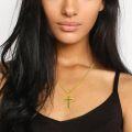 wholesale Gold 925 Sterling Silver Cross Pendant with Black Beads - Catholic Religious  for Men Women-0-3
